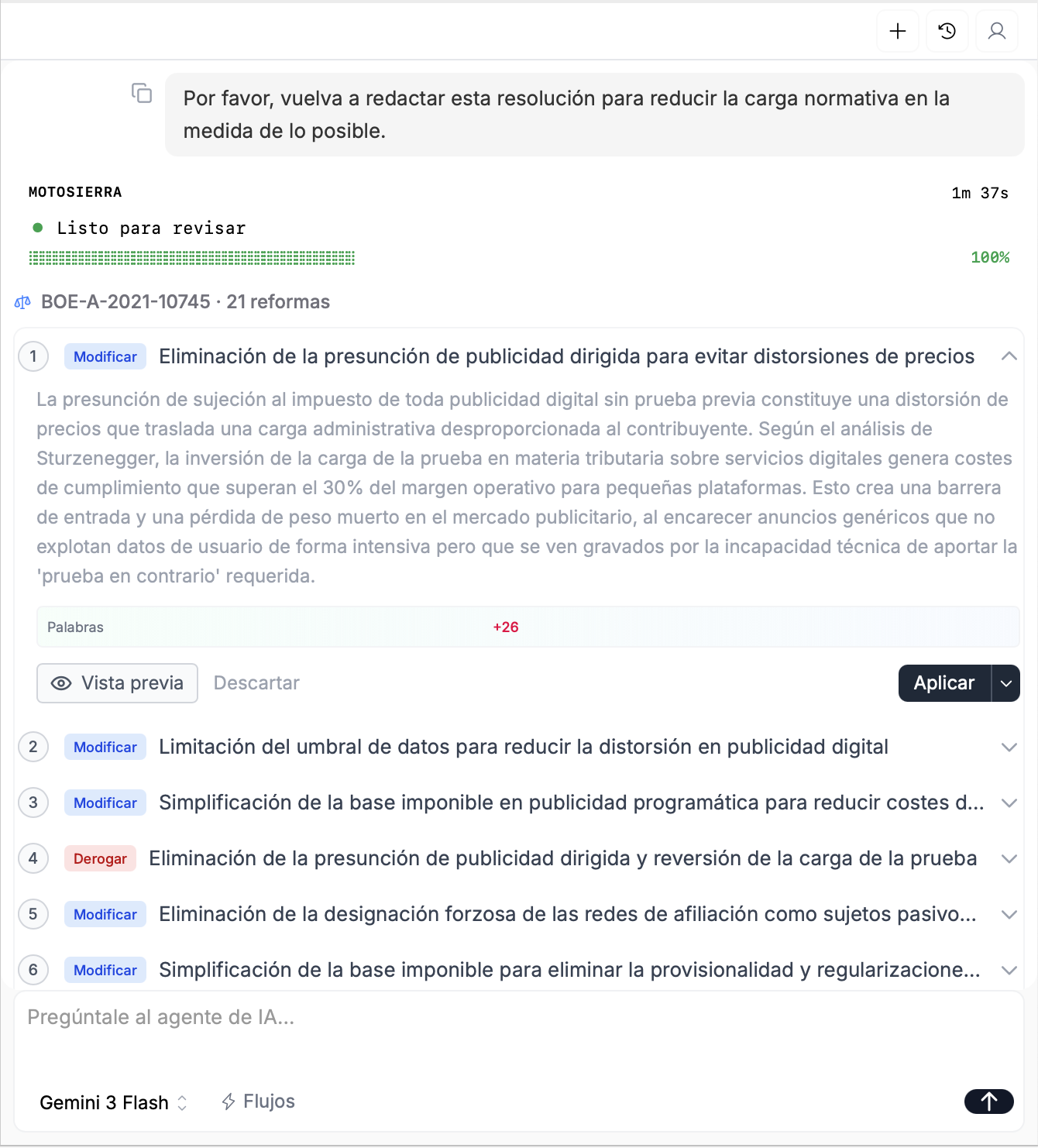 Detailed AI analysis with edit suggestions