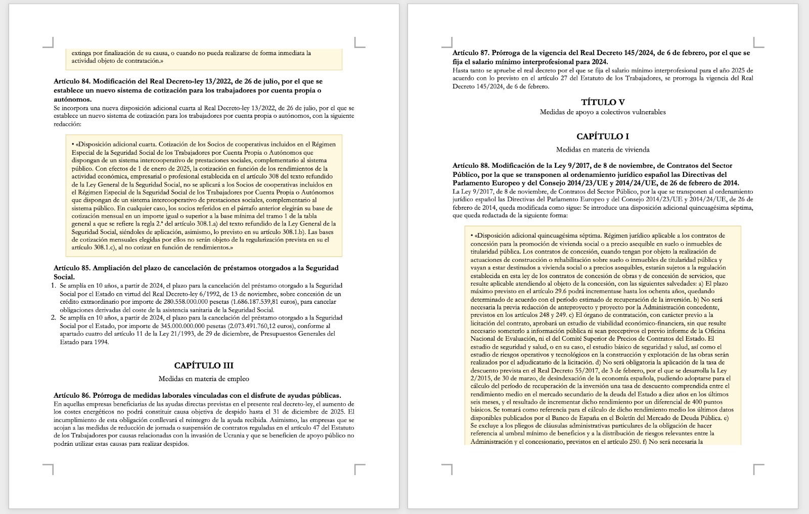 Generated Word document from a Spanish law with professional formatting